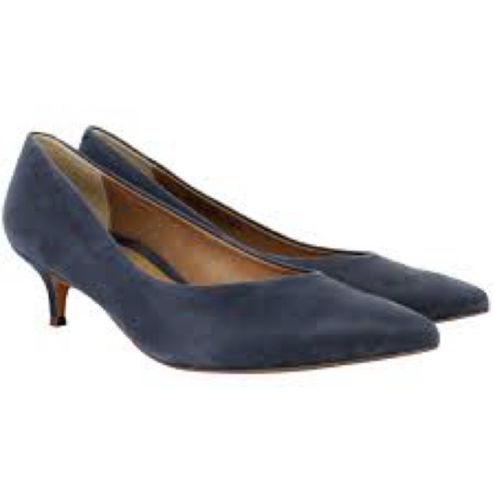 Women’s Navy Suede Pointed-Toe Kitten Heels